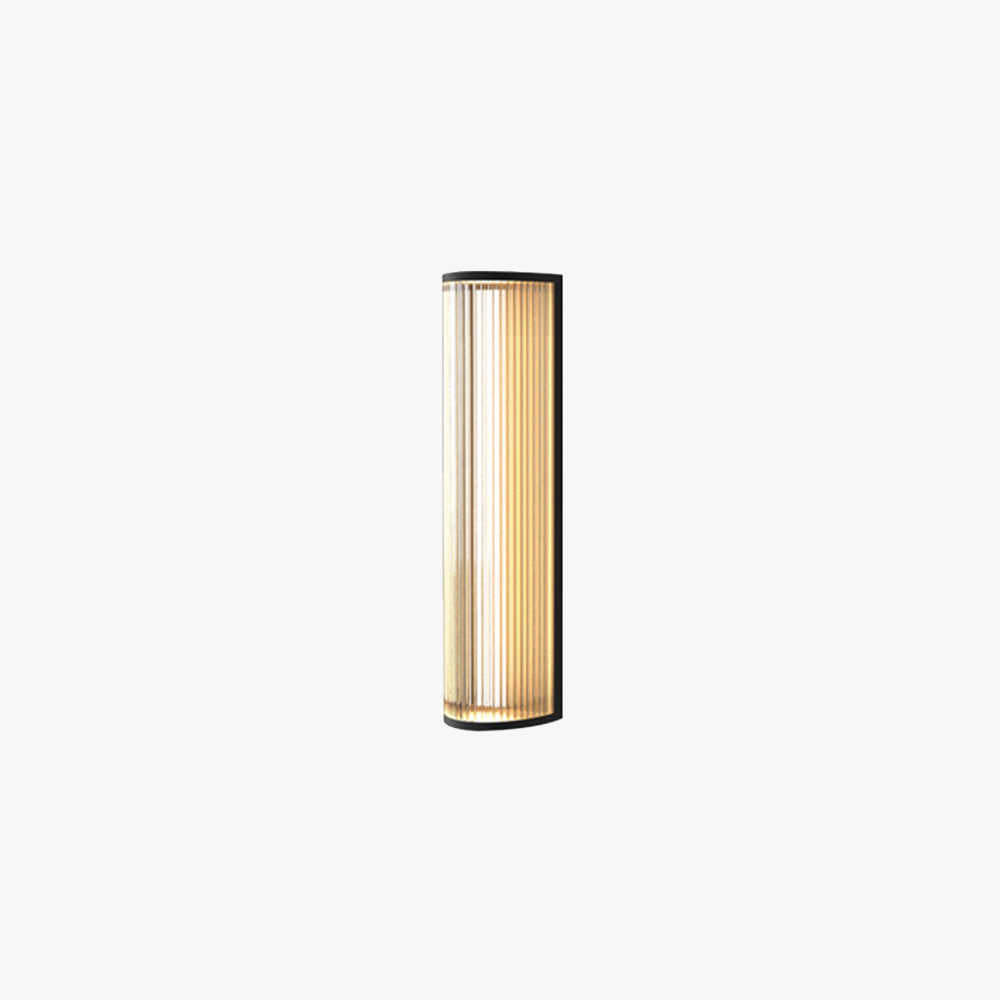 Ray aplică de perete modernă semi-cilindrică pentru exterior din metal/ acrilic, transparentă/neagră