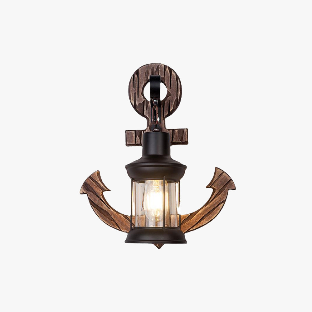 Epoch Anchor Lantern aplică de perete, Vintage/Antique, lemn, dormitor, cu finisaj antichizat