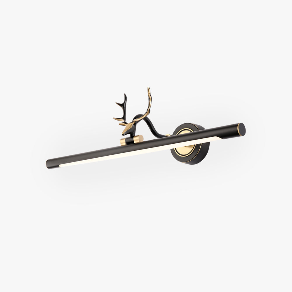 Arisha aplică de perete decorativă din metal și PC, cu design de cerb și oglindă, negru/aur
