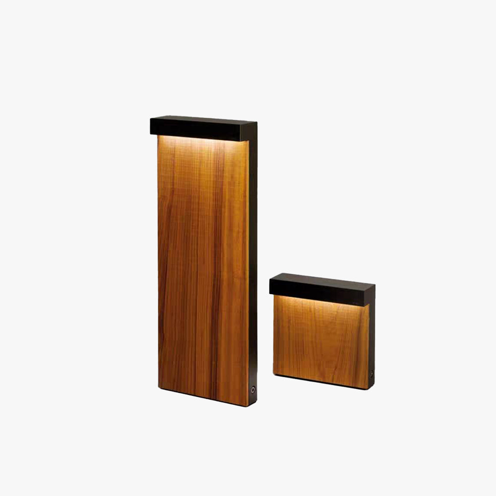 Ray modern metal Rectangular Outdoor Path Light, lemn