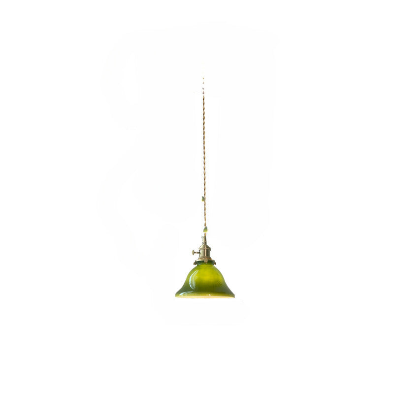 Valentina lampă suspendată verde din cupru și sticlă, rustică, vintage, LED, pentru sufragerie