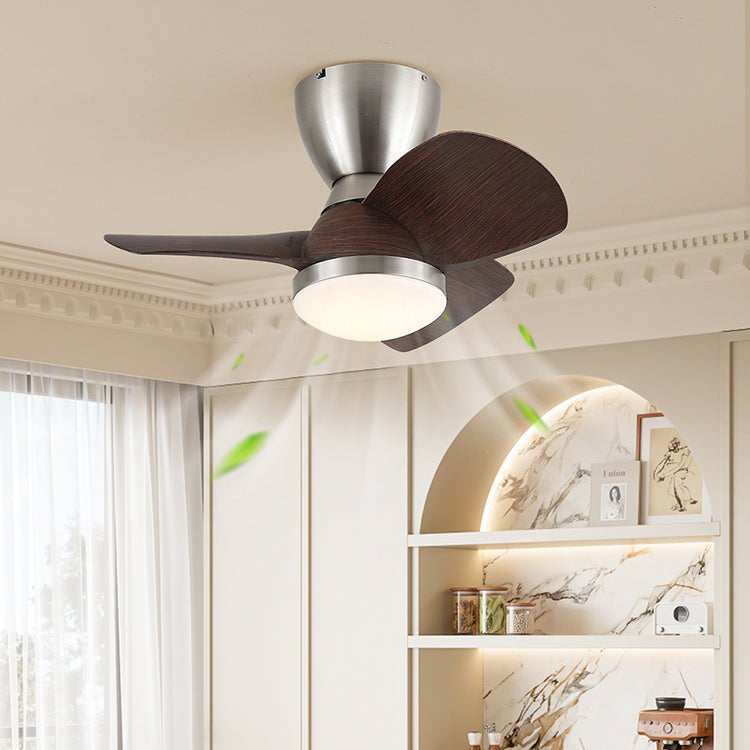 Aldiian ventilator de tavan cu lumină din alamă și lemn, minimalist