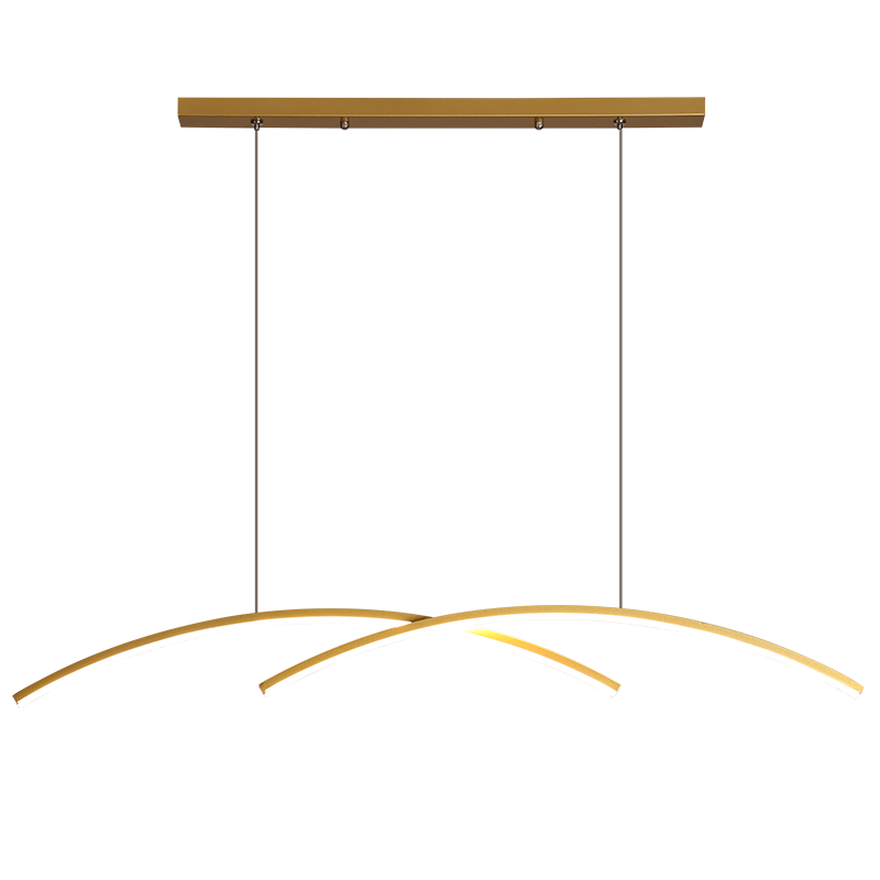 Arisha lampă suspendată liniară cu dublu curbat modern, metal, negru/auriu
