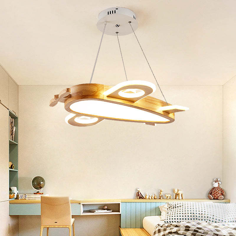 Arisha lampă suspendată modernă naturală creativă DIY, formă de avion pentru copii, lemn