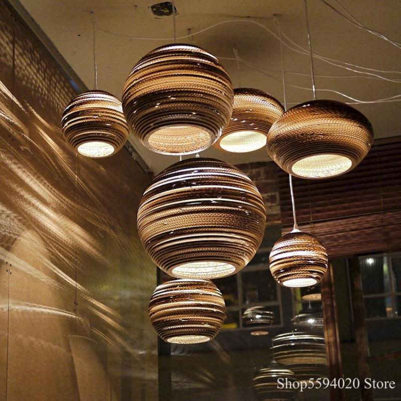 Muto Pastoral Silkworm Rustic hârtie lampă suspendată