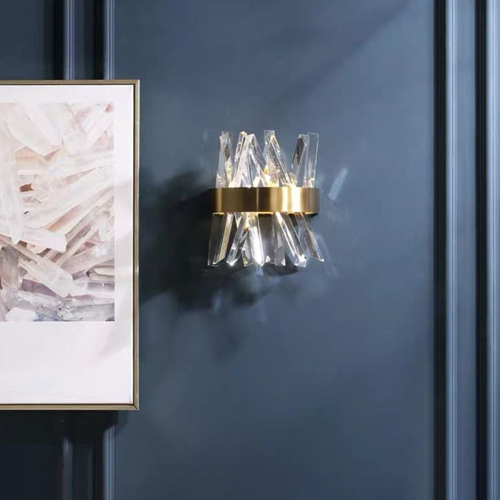 Kristy aplică de perete decorativă geometrică din cristal și metal, auriu