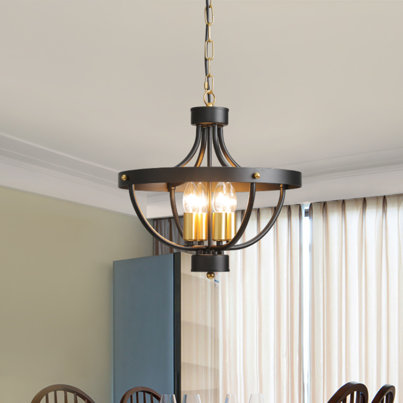 Silva lampă suspendată neagră din metal, cu finisaj mat, vintage, LED, pentru sufragerie