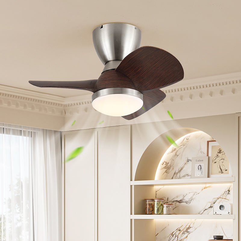 Aldiian ventilator de tavan cu lumină din alamă și lemn, minimalist