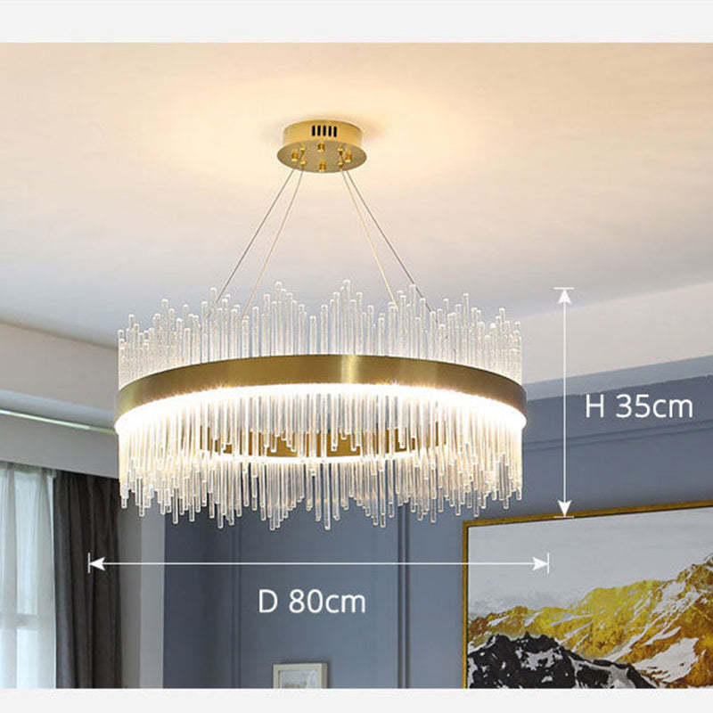 Kristy candelabru modern Rotund/Dreptunghiular cu Lanț, Aur