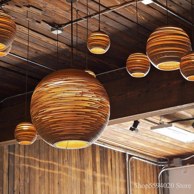 Muto Pastoral Silkworm Rustic hârtie lampă suspendată