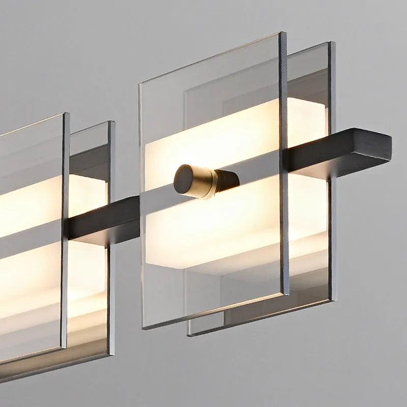 Arisha modern Nordic Linear metal/sticlă lampă suspendată, Alama neagră
