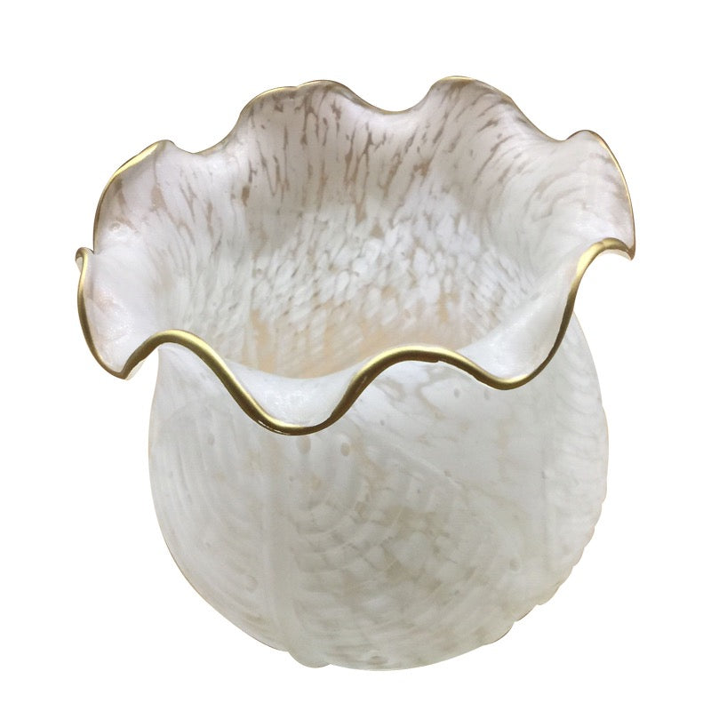Arisha aplică de perete lampă de perete modernă în formă de floare, Vintage metal & sticlă, alb/bronz