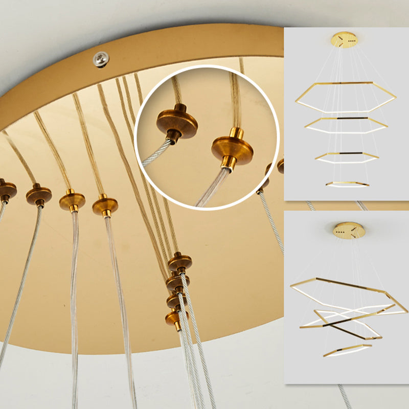 Arisha lampă suspendată minimalistă din metal cu formă geometrică, aur, DIY