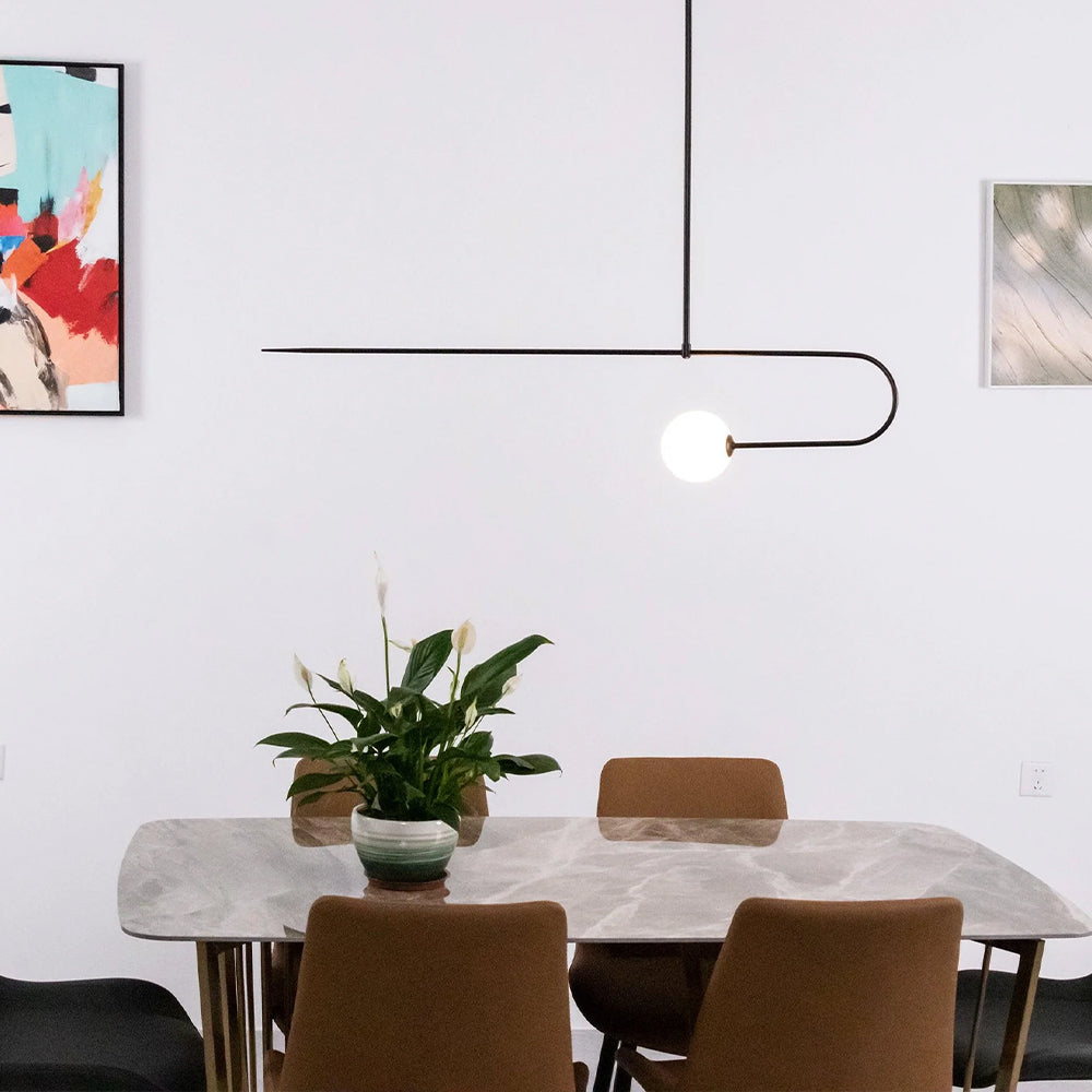 Arisha minimalist Linear Mobile lampă suspendată, neagră