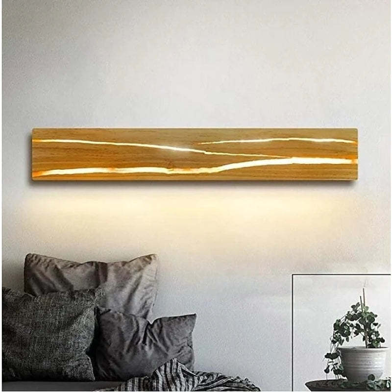 Muto Rotatable Crackle Nature lemn Board LED aplică de perete
