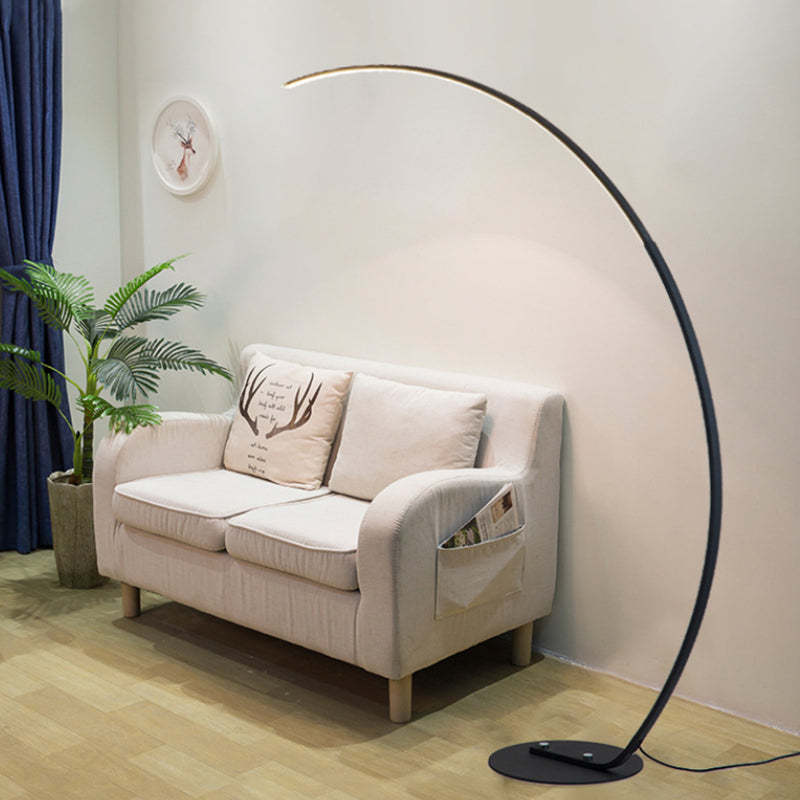 Mira lampadar modern Arc LED de podea, negru/alb, metal/Silicon