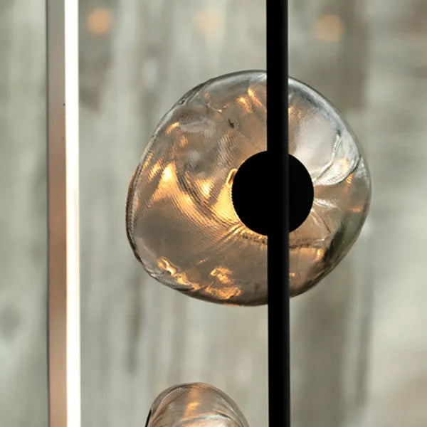 Byers de lux floare metal/sticlă lampadar, negru/auriu/Gri