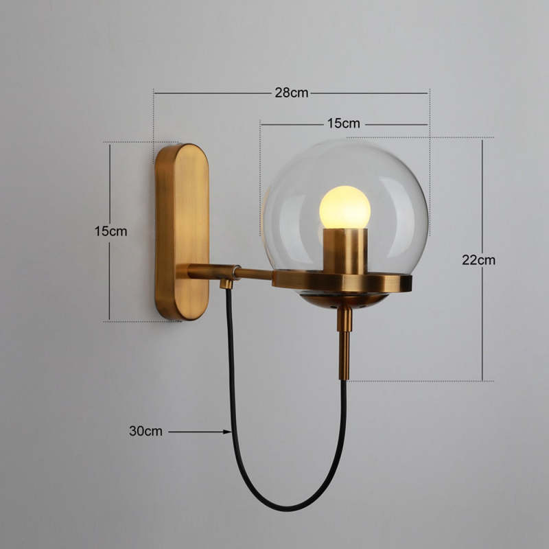 Silva aplică de perete Retro Rustic cu Glob din sticlă, negru/bronz