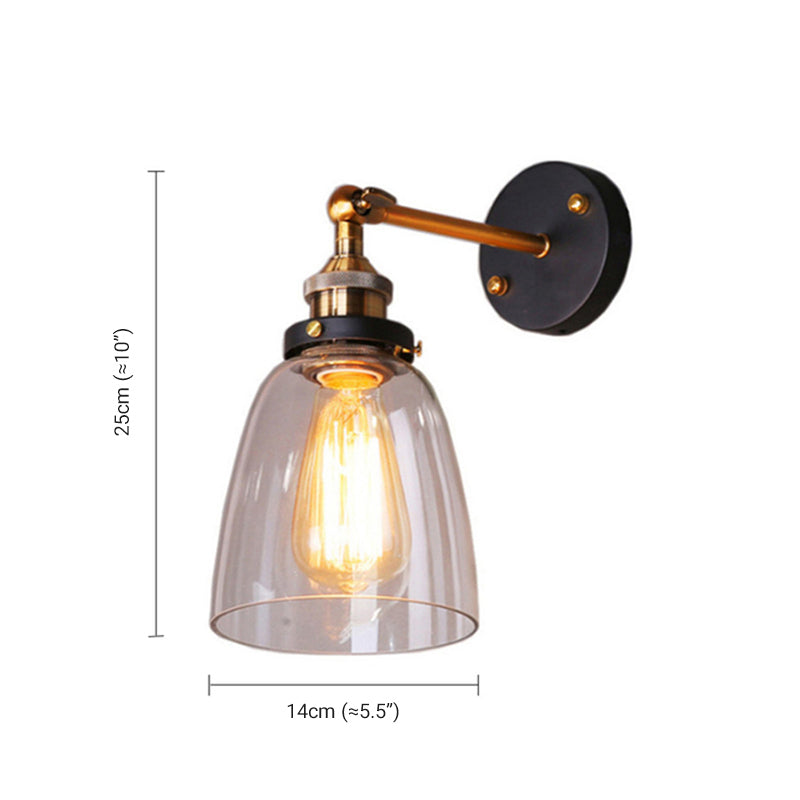 Arisha lampă de perete retro vintage, metal și sticlă
