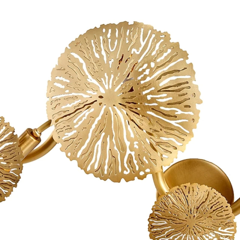 Arisha modern metal Round Lotus Leaf aplică de perete, auriu