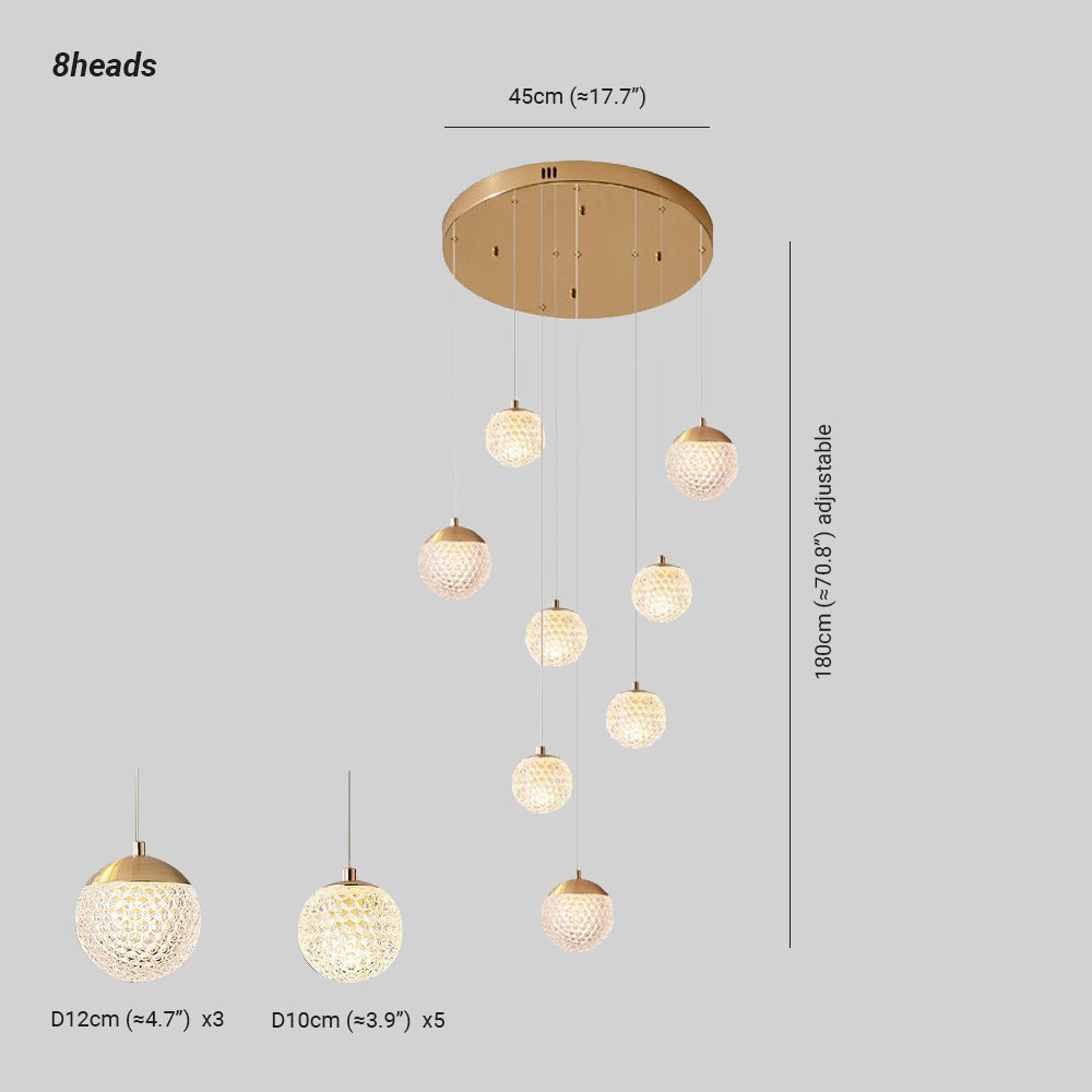 Arisha lampă suspendată Art Deco Jibril multi-etaj modern, aur
