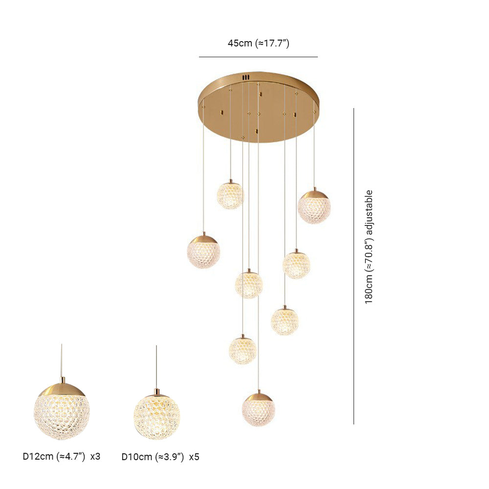 Arisha lampă suspendată Art Deco Jibril multi-etaj modern, aur