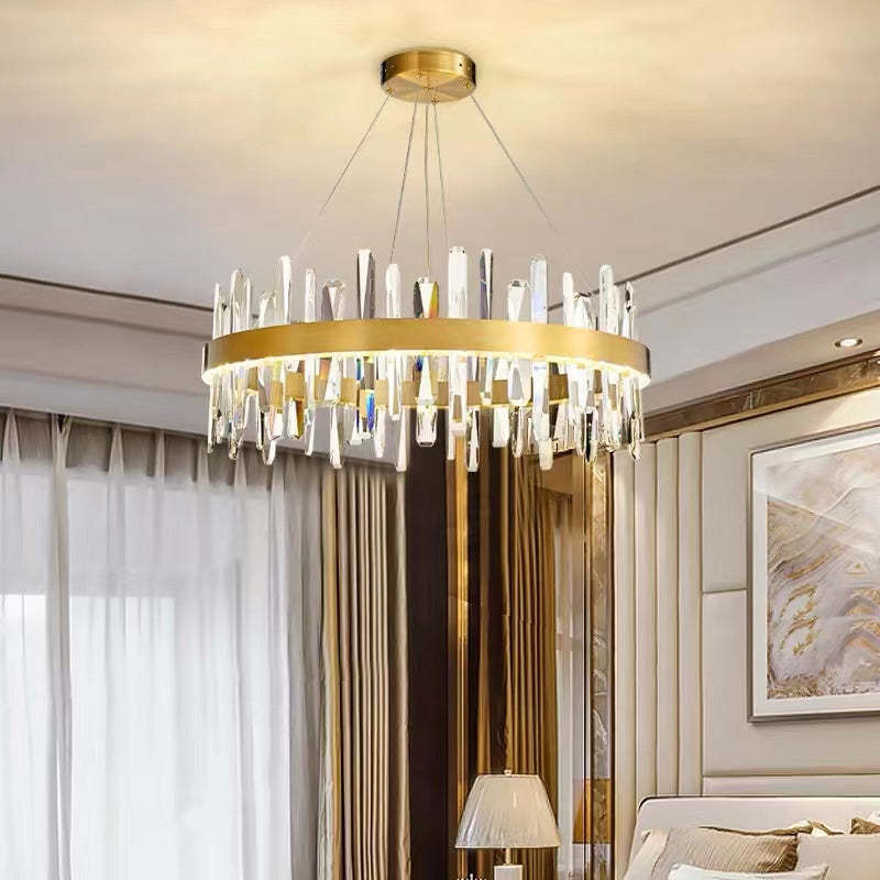 Kristy candelabru negru și auriu din cristal, modern, în formă de inel