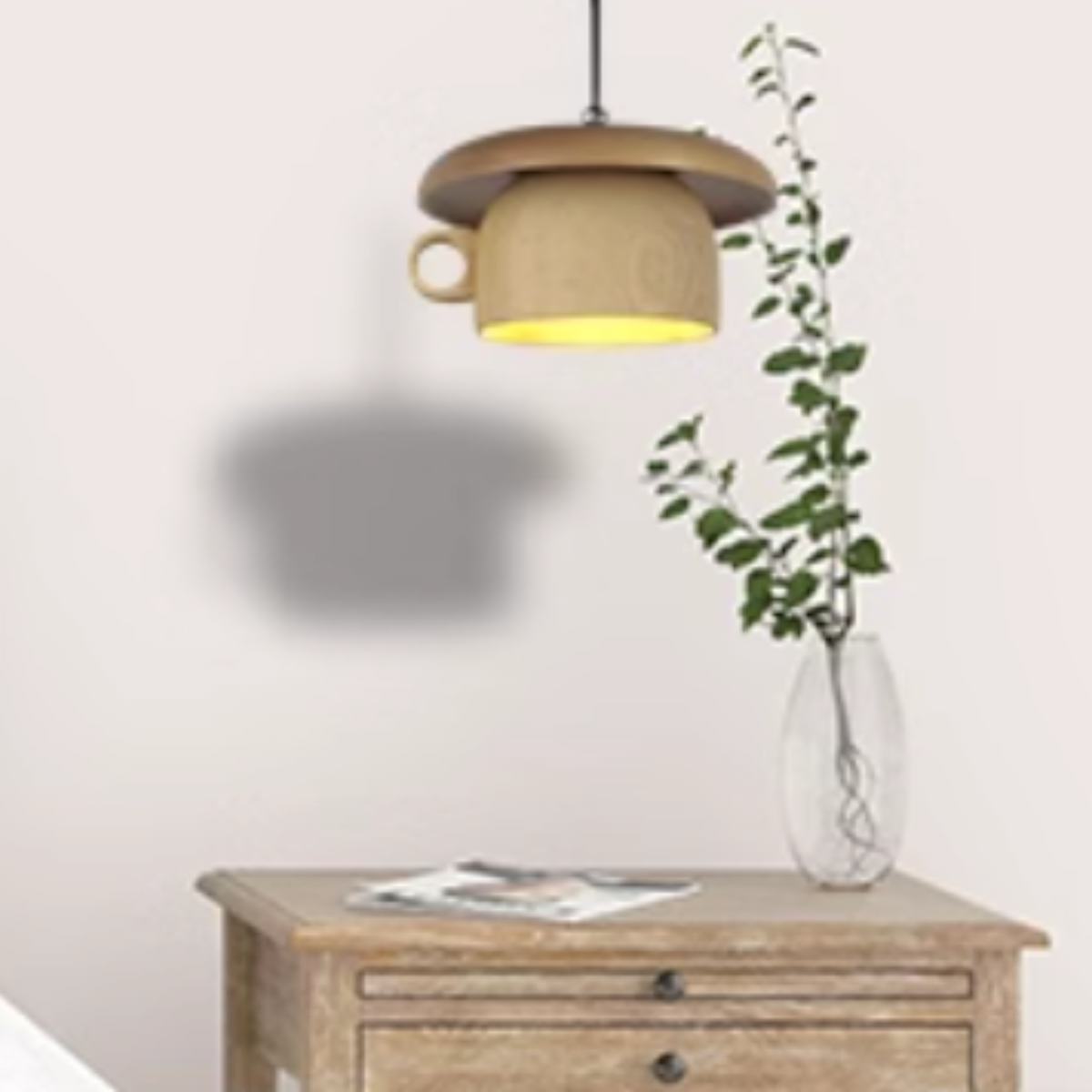 Valentina Vintage lemn Cup lampă suspendată dormitor