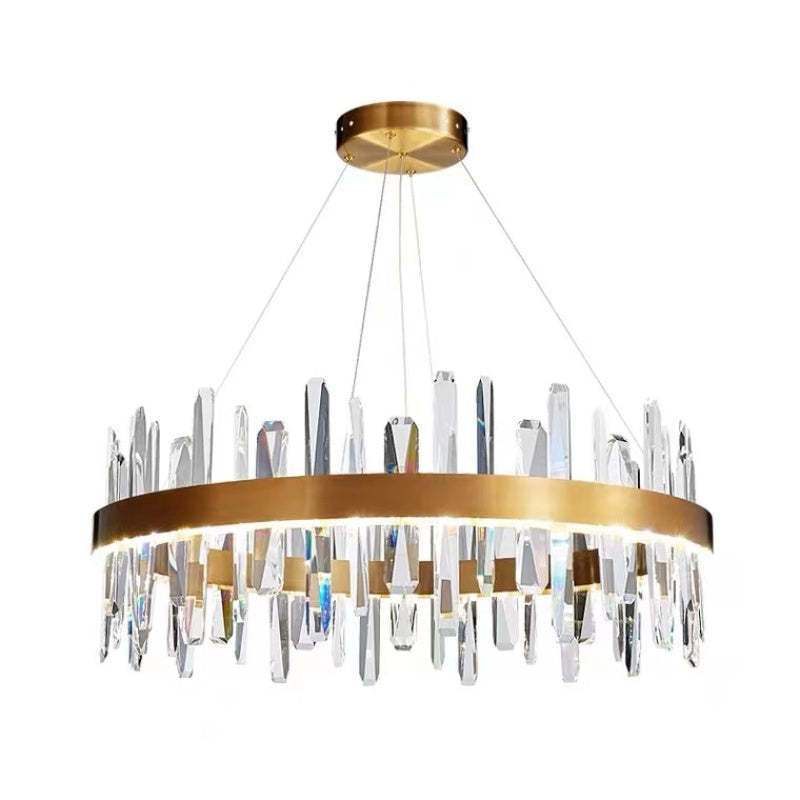 Kristy candelabru negru și auriu din cristal, modern, în formă de inel