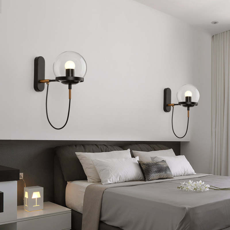 Silva aplică de perete Retro Rustic cu Glob din sticlă, negru/bronz