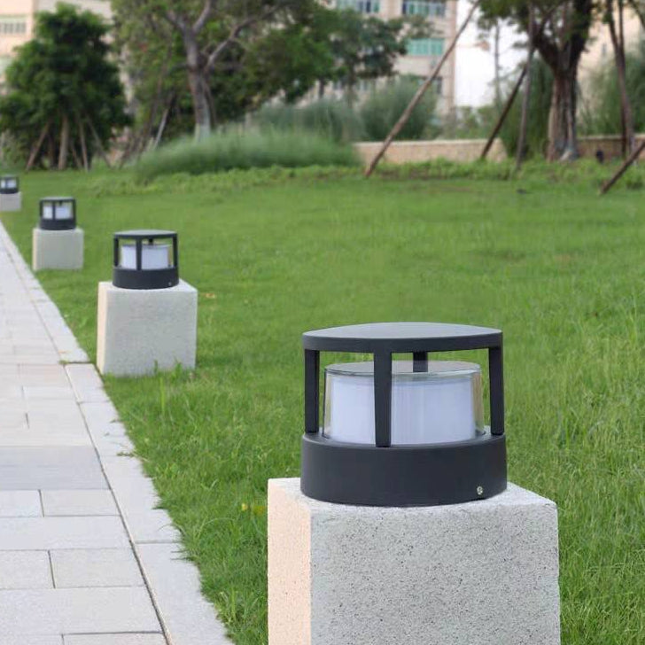 Ray modern Cube/Cylinder metal Lamp Outdoor, negru
