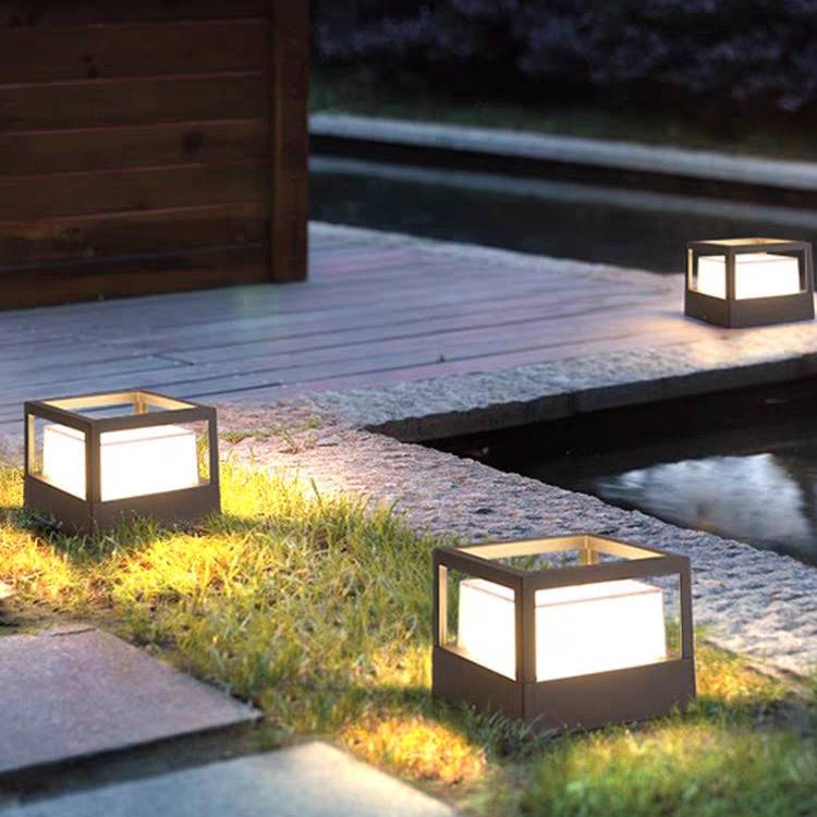 Ray modern Cube/Cylinder metal Lamp Outdoor, negru