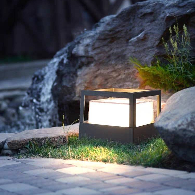 Ray modern Cube/Cylinder metal Lamp Outdoor, negru