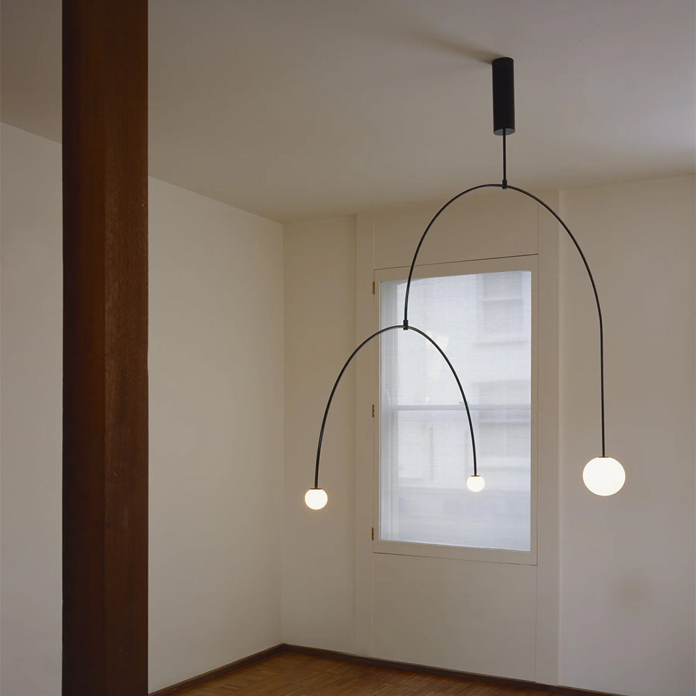 Arisha minimalist Linear Mobile lampă suspendată, neagră
