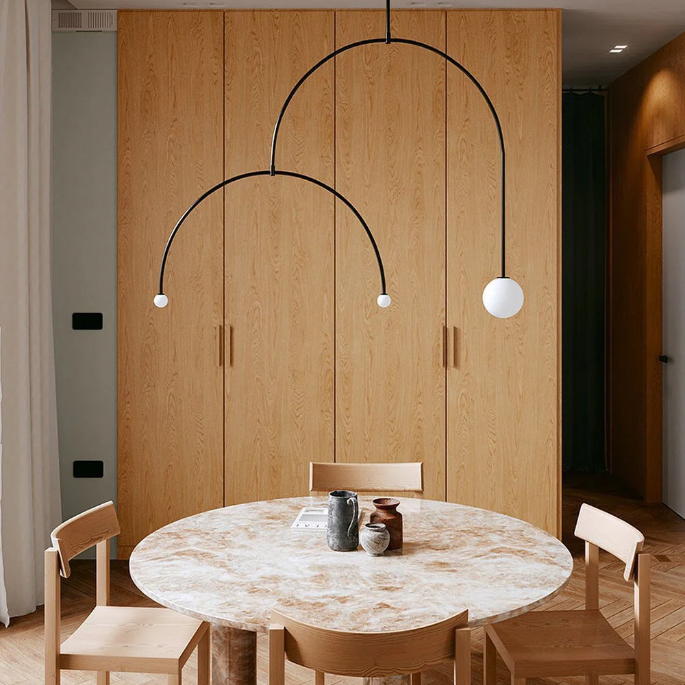 Arisha minimalist Linear Mobile lampă suspendată, neagră