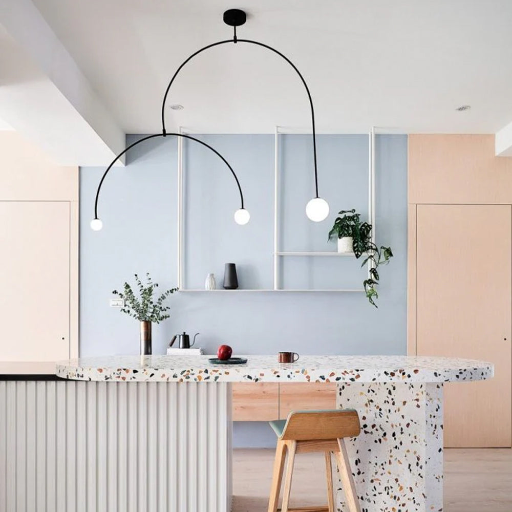 Arisha minimalist Linear Mobile lampă suspendată, neagră