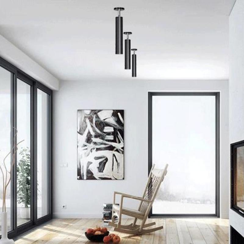 Aria modern Long Tube Spotlight, metal, negru/alb