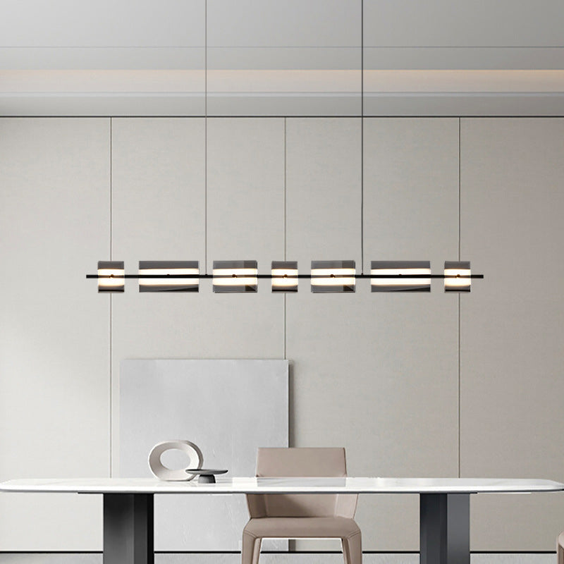Arisha modern Nordic Linear metal/sticlă lampă suspendată, Alama neagră