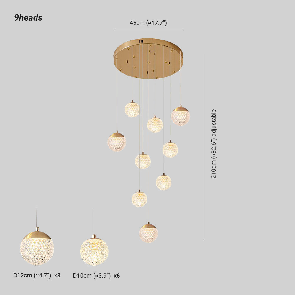 Arisha lampă suspendată Art Deco Jibril multi-etaj modern, aur