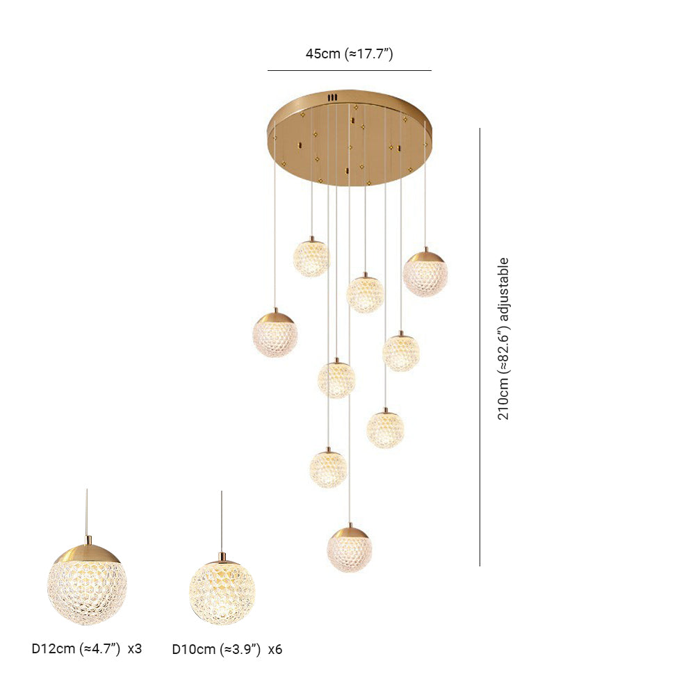 Arisha lampă suspendată Art Deco Jibril multi-etaj modern, aur