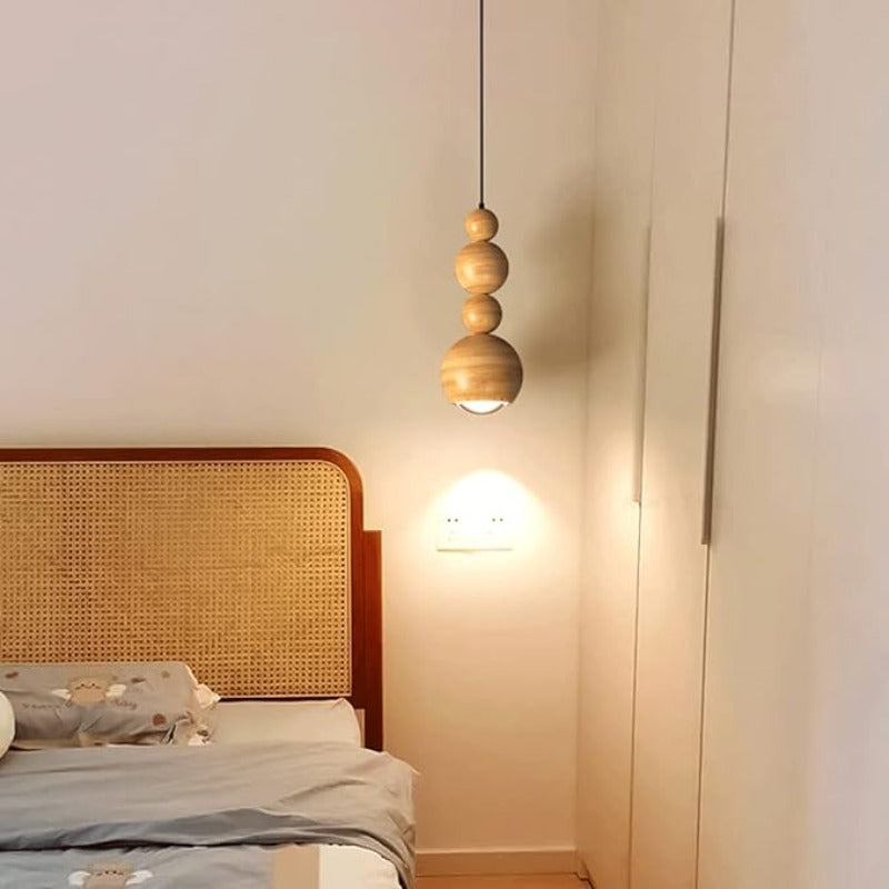 Muto Vintage LED lampă suspendată Glob alb lemn metal dormitor
