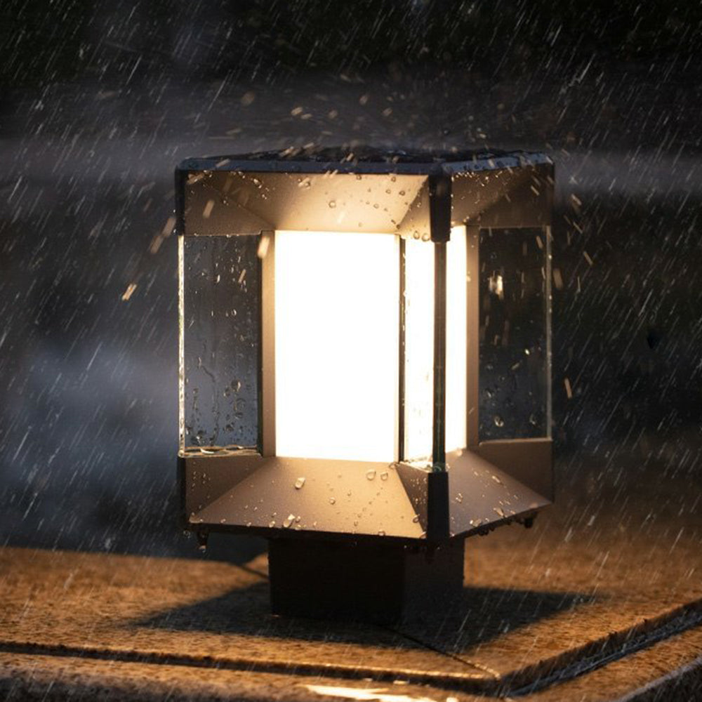Ray modern Rectangular metal sticlă Outdoor Lamp, negru/negru-auriu