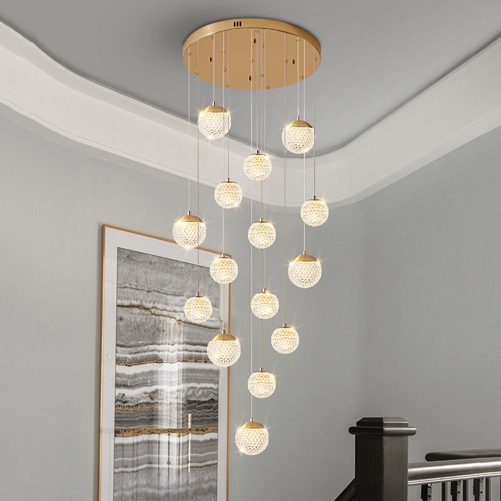 Arisha lampă suspendată Art Deco Jibril multi-etaj modern, aur