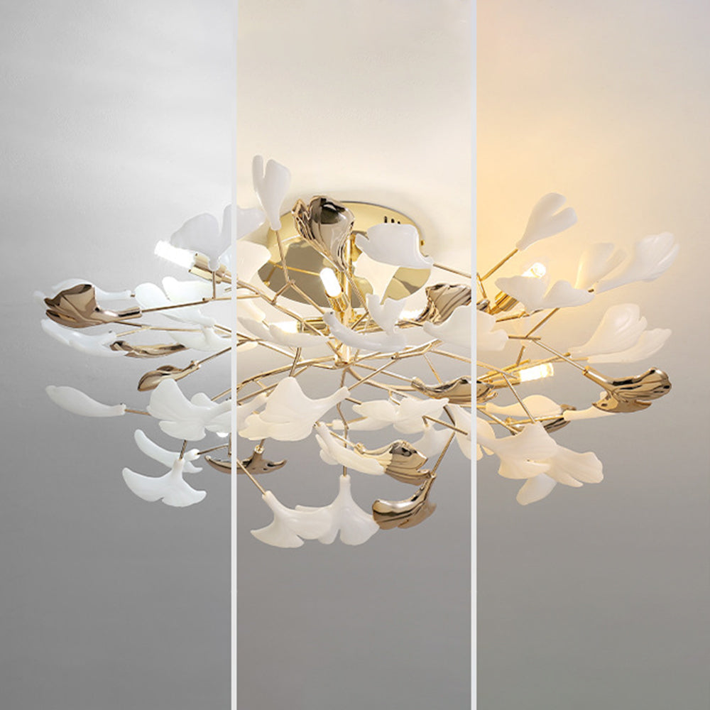 Olivia plafonieră aplicată Elegant Leaf din ceramică și metal, aur