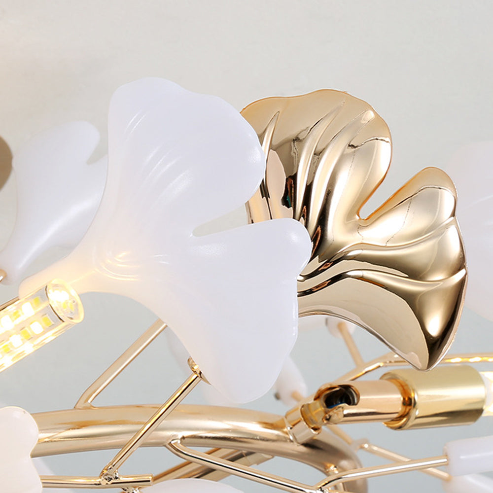 Olivia plafonieră aplicată Elegant Leaf din ceramică și metal, aur