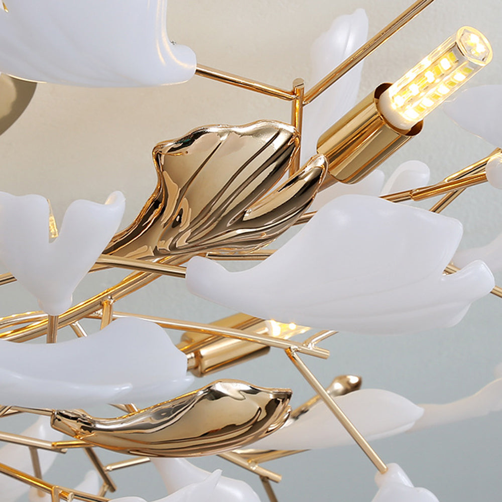 Olivia plafonieră aplicată Elegant Leaf din ceramică și metal, aur