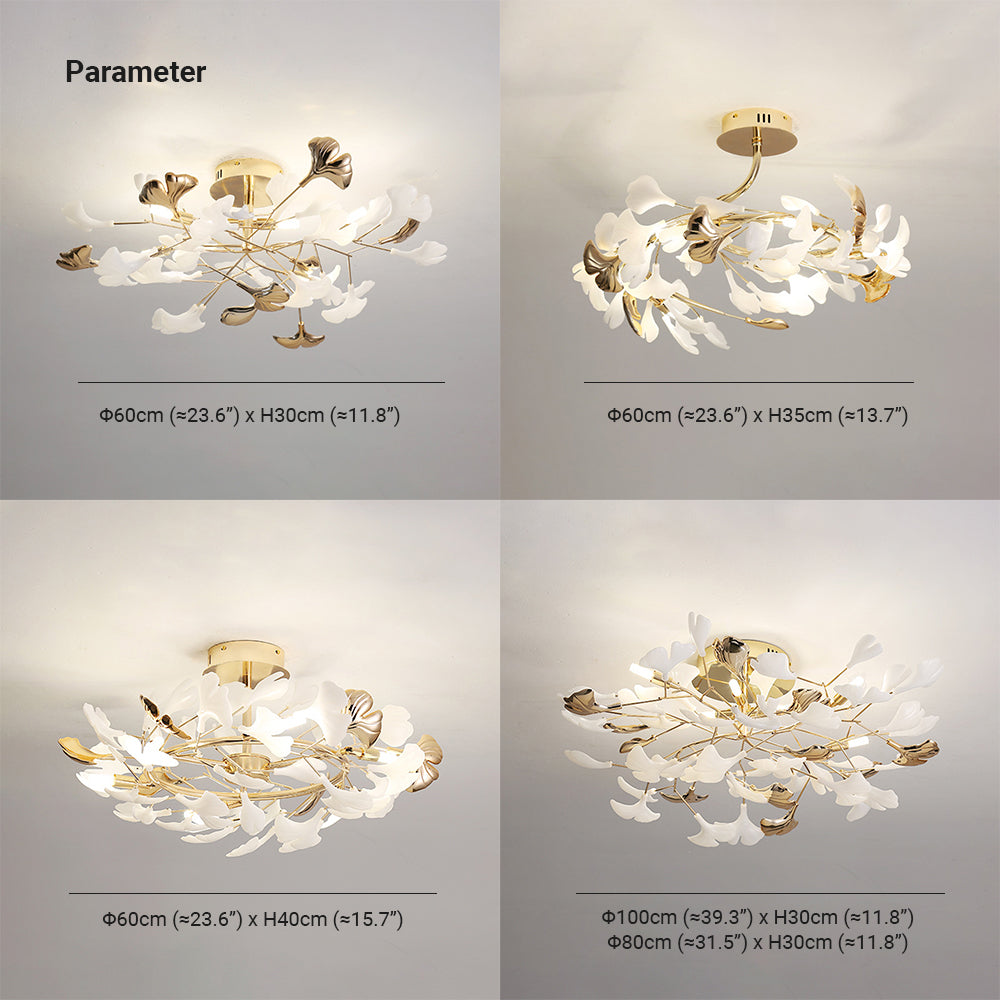Olivia plafonieră aplicată Elegant Leaf din ceramică și metal, aur