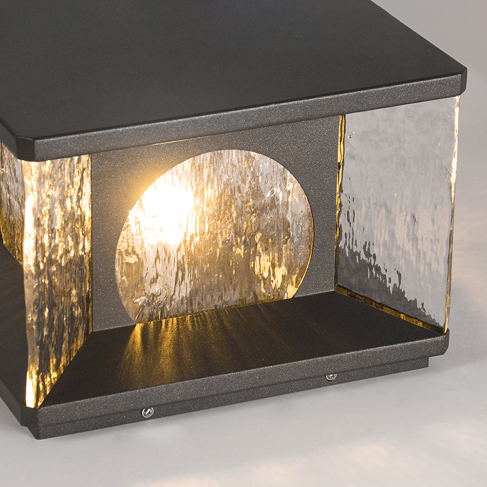 Ray lampadar modern transparent din metal și sticlă pentru exterior, negru