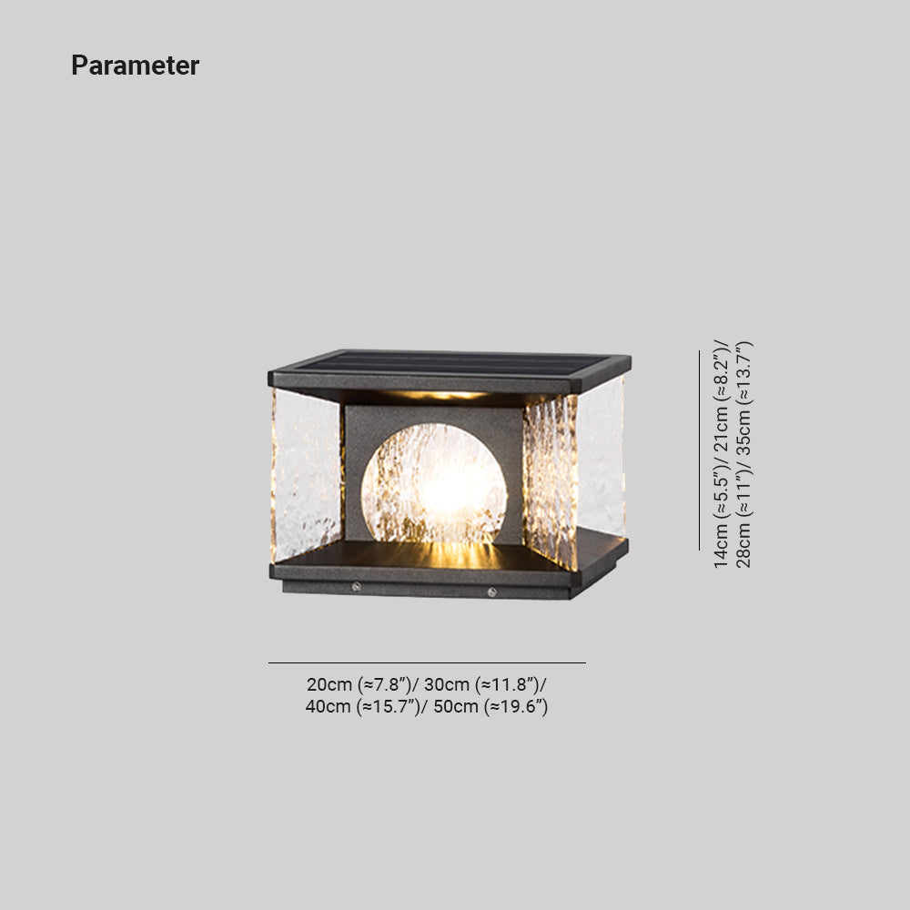Ray lampadar modern transparent din metal și sticlă pentru exterior, negru