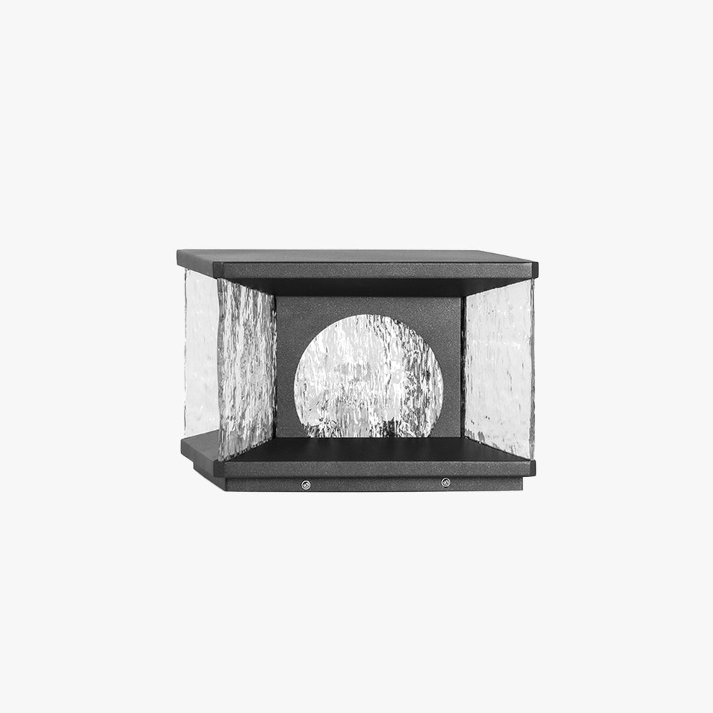 Ray lampadar modern transparent din metal și sticlă pentru exterior, negru